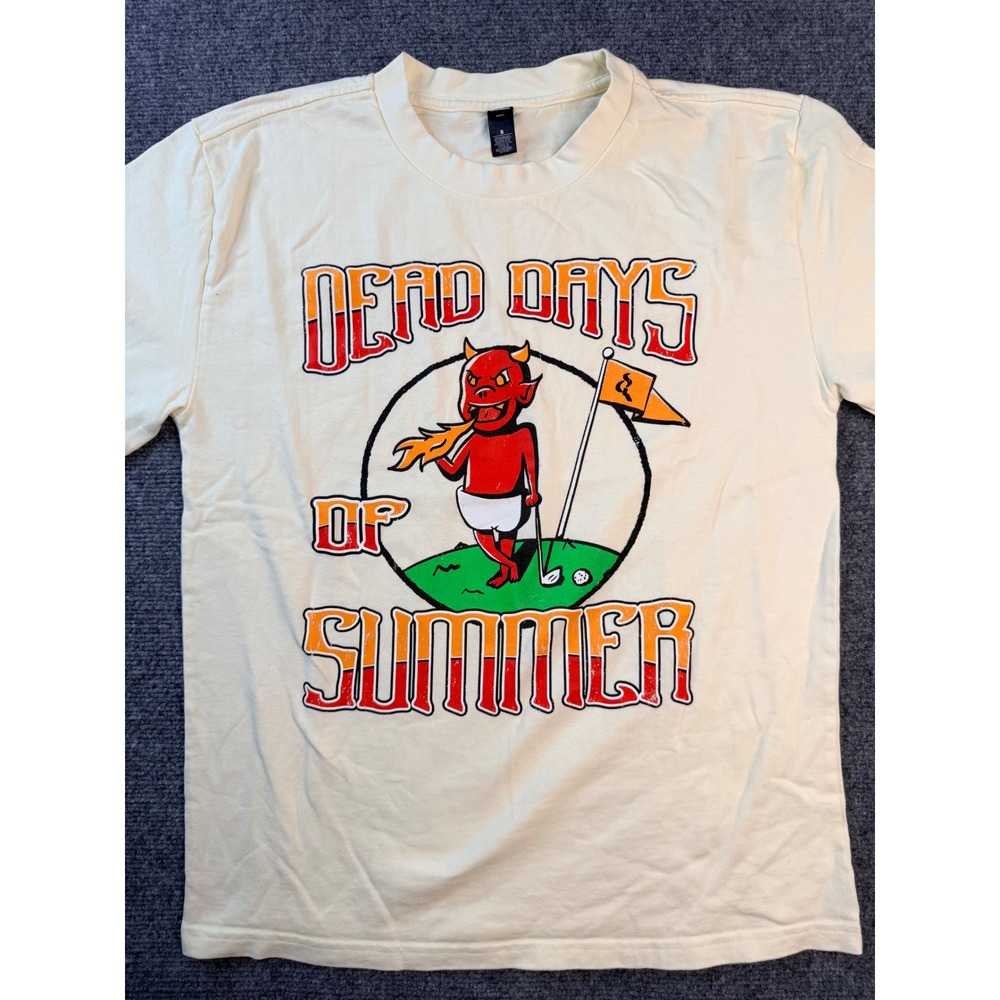 Colour Mens Small Cream Dead‎ Days of Summer Devil Golf Graphic Tee Heavyweight